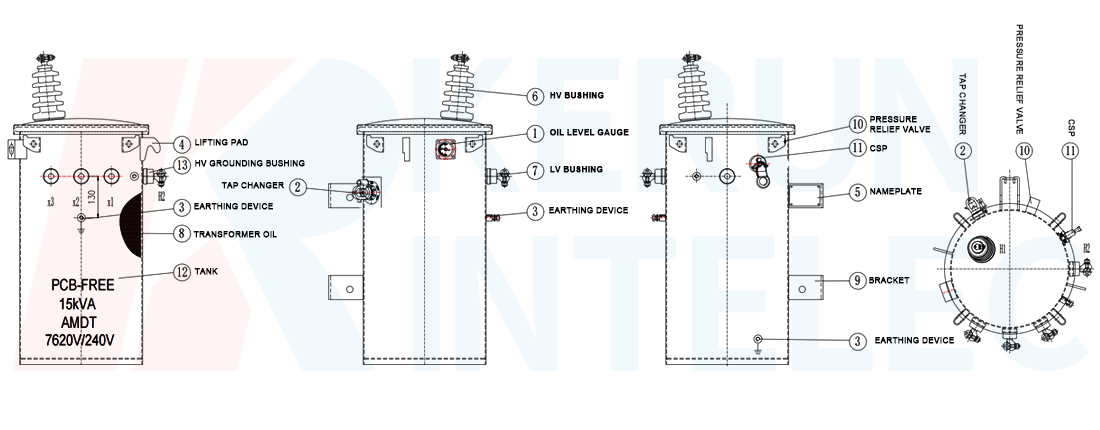 Pole Mounted Transformer Main Parts