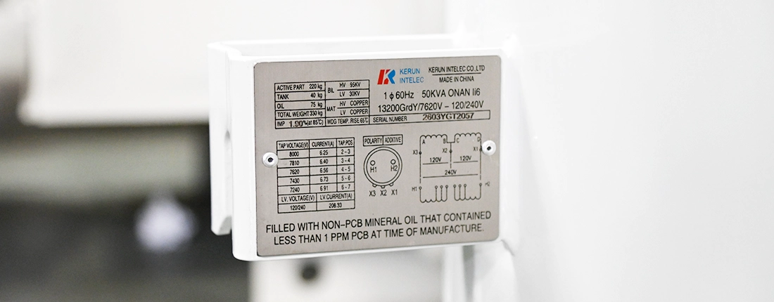Pole Mounted Transformer Nameplate
